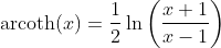 Invers Hyperbolic Cotangent Function