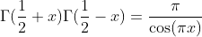 gamma function sine function
